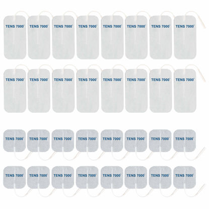 Picture of TENS 7000 Official TENS Unit Replacement Pads 32 Pack - 16 - 2" X 2", 16- 2" X 4" Electrode Pads Compatible with Most TENS Machines Replacement Electrodes Value Pack
