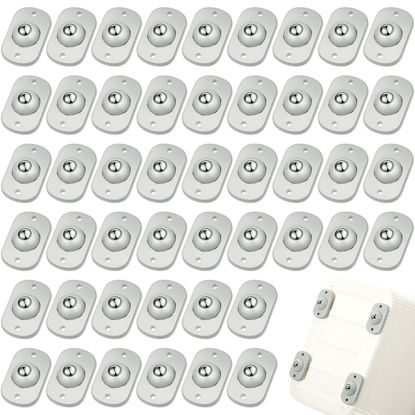 Picture of Self Adhesive Caster Wheels Mini Swivel Wheels Stainless Steel Paste Universal Wheel 360 Degree Rotation Sticky Pulley for Bins Bottom Storage Box Furniture Trash Can (48 Pieces,Gray)