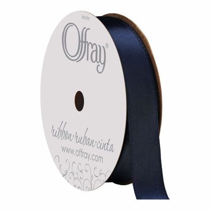 Picture of Berwick Offray 067857 5/8" Wide Single Face Satin Ribbon, Navy Blue, 6 Yds