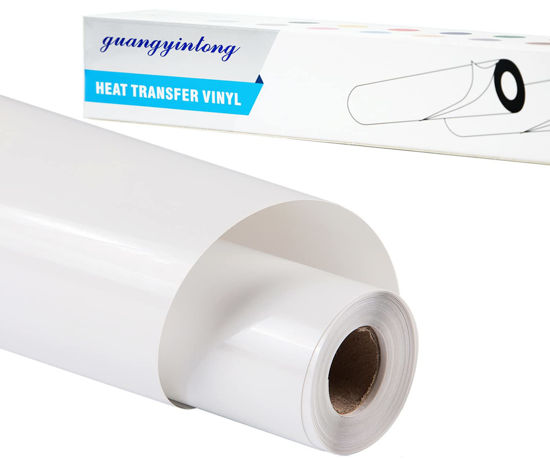 GetUSCart- guangyintong Heat Transfer Vinyl for T-Shirts 12 x 8ft - White  HTV Vinyl Roll Iron on-Easy to Cut &Weed, Glossy Surface (White k1)