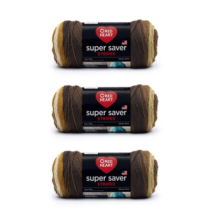 Picture of Red Heart Super Saver Yarn, 3 Pack, Latte Stripe 3 Count