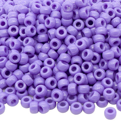 Picture of 1000Pcs Pony Beads Bracelet 9mm Purple Plastic Barrel Pony Beads for Necklace,Hair Beads for Braids for Girls,Key Chain,Jewelry Making (Purple)