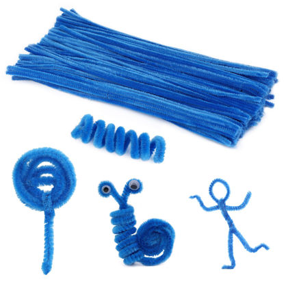 Picture of 100 Pieces Pipe Cleaners Chenille Stem, Solid Color Pipe Cleaners Set for Pipe Cleaners DIY Arts Crafts Decorations, Chenille Stems Pipe Cleaners (Lake Blue)