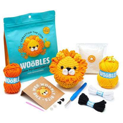 Picture of The Woobles Beginners Crochet Kit with Easy Peasy Yarn, Crochet Kit for Complete Beginners with Step-by-Step Video Tutorials, Sebastian The Lion