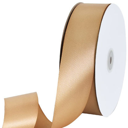 Picture of TONIFUL 1-1/2 Inch (40mm) x 100 Yard Dark Gold Wide Satin Ribbon Solid Fabric Ribbon for Gift Wrapping Chair Sash Valentine's Day Wedding Birthday Party Decoration Hair Floral Craft Sewing