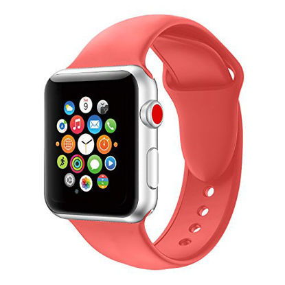 Picture of VODKE For Apple Watch Bands, Soft Silicone Strap Replacement Wristbands for Apple Watch Sport Series 3 Series 2 Series 1 Coral red 38mm S/M