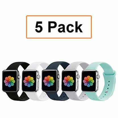 Picture of UPOLS Compatible with Apple Watch Band 38mm 42mm 40mm 44mm Sport Band, Silicone Sport Strap Replacement Bands Compatible for iWatch Series 4/3/2/1 S/M M/L