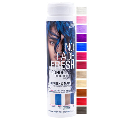 Picture of NO FADE FRESH Blue Blast Hair Color Depositing Conditioner with BondHeal Bond Rebuilder - Maintain & Refresh Bright Blue Color, Deep Conditioner Hair Mask - Sulfate, Paraben & Ammonia Free 6.4 oz