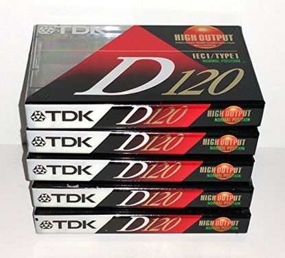 Picture of TDK D120 High Output Precision Rigid Construction Mechanism IEC I / Type I Normal Bias Audio Cassette Tapes - 5 Pack