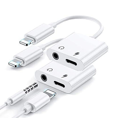  USB + 3.5mm AUX Adapter for iPhone/iPad, USB Camera Adapter and  3.5mm Headphone Audio Jack Adapter with iPhone Charger Splitter, 3 in 1 USB  OTG Adapter for iPhone iPad,USB Flash Drive