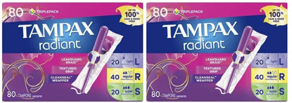 Picture of Tampax Radiant Tampons Trio Pack, Light/Regular/Super Absorbency, Unscented, 80 ct. (Pack of 2)