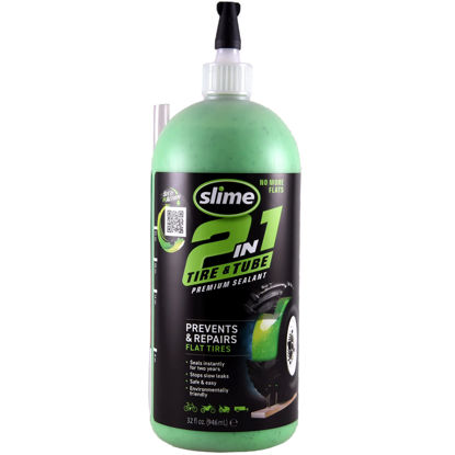 Picture of Slime 10194 Tire and Tube Sealant, Puncture Repair, 2-in-1, Prevent and Repair Flat Tires, for ATVs, UTVs, Lawn Mowers, Tractors, Trailers, Eco-Friendly, 32oz bottle