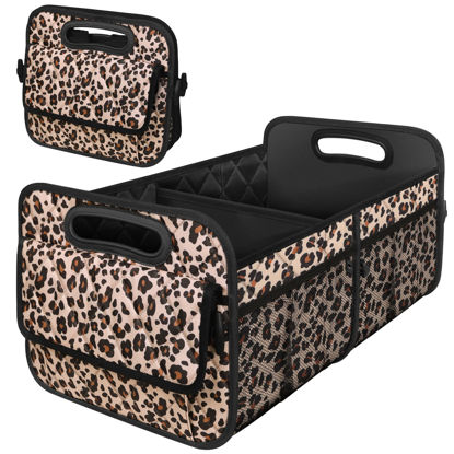 Picture of Car Trunk Organzier for suv,Car Organziers and Storage with 6 Big Pocket,Car Accessories for Women/Men 70L Waterproof Polyester Trunk Organzier for Car/SUV/Minivan/Truck(Large, Leopard print)