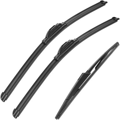Picture of 3 wipers Replacement for 2006-2021 Kia Sedona, Windshield Wiper Blades Original Equipment Replacement - 26"/18"/16" (Set of 3) U/J HOOK