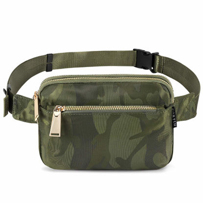 Picture of ZORFIN Fanny Packs for Women Men, Crossbody Fanny Pack, Belt Bag with Adjustable Strap, Fashion Waist Pack for Outdoors/Workout/Traveling/Casual/Running/Hiking/Cycling (Camo Green)