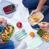 Picture of Bentgo Classic - All-in-One Lunch Box - Modern Bento-Style Design Includes 2 Stackable Containers, Built-in Plastic Utensil Set, and Nylon Sealing Strap (Coastal Aqua)