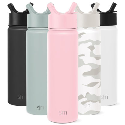 Picture of Simple Modern Water Bottle with Straw Lid Vacuum Insulated Stainless Steel Metal Thermos Bottles | Reusable Leak Proof BPA-Free Flask for Gym, Travel, Sports | Summit Collection | 22oz, Blush