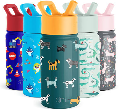 Picture of Simple Modern Kids Water Bottle with Straw Lid | Insulated Stainless Steel Reusable Tumbler for Toddlers, Boys | Summit Collection | 14oz, Dog Days