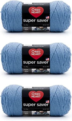 Picture of Red Heart Super Saver Light Periwinkle Yarn - 3 Pack of 198g/7oz - Acrylic - 4 Medium (Worsted) - 364 Yards - Knitting/Crochet
