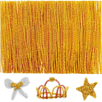 Picture of Iooleem 200psc Golden Glitter Pipe Cleaners, Glitter Chenille Stems, Pipe Cleaners for Crafts, Pipe Cleaner Crafts, Art and Craft Supplies, Christmas Pipe Cleaners.