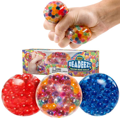 Picture of YoYa Toys Beadeez Squishy Stress Relief Balls (3 Pack) - Colorful Squeeze Stretch Balls with Water Beads - Sensory Fidget Toys for Kids and Adults - Increase Focus, Great for ADHD, Autism, Anxiety
