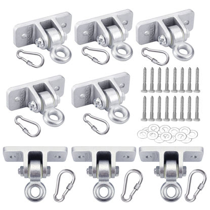 Picture of BETOOLL Swing Hangers Heavy Duty Wooden Swing Set Accessories with Screws and Locking Snap Hooks 10000 lb Capacity Set of 8
