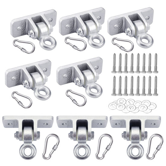 Picture of BETOOLL Swing Hangers Heavy Duty Wooden Swing Set Accessories with Screws and Locking Snap Hooks 10000 lb Capacity Set of 8