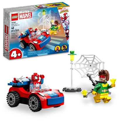 Picture of LEGO Marvel Spider-Man's Car and Doc Ock Set 10789, Spidey and His Amazing Friends Buildable Toy for Kids 4 Plus Years Old with Glow in The Dark Pieces