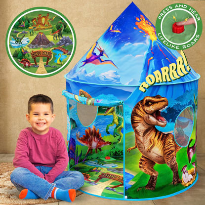 Picture of W&O Dino Paradise Play Tent with Roar Button - Epic Dinosaur Tent - Kids Tent Indoor & Outdoor - Dinosaur Toys for Kids - Tent for Kids - Kids Play Tent - Pop Up Tents for Kids - Kid Tent Indoor