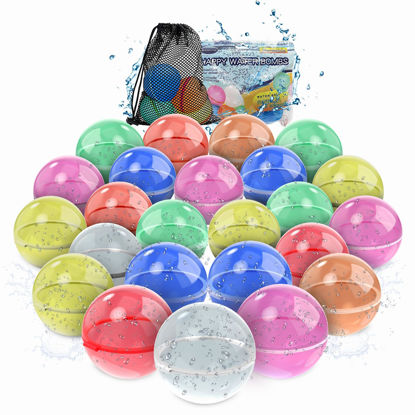 Picture of 【24 Pack】Reusable Water Balloons for Kids Adults Outdoor Activities, Kids Pool Beach Bath Toys, Magnetic Self-Sealing Water Bomb for Summer Games