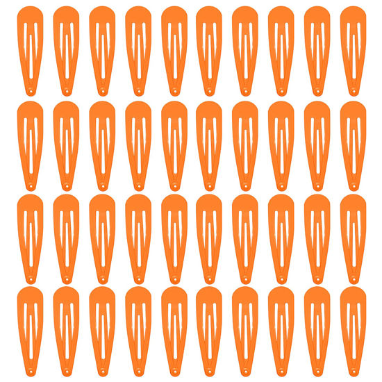 Picture of 40 Counts Orange Color Metal Snap Hair Clips 2 Inch Barrettes for Women Accessories