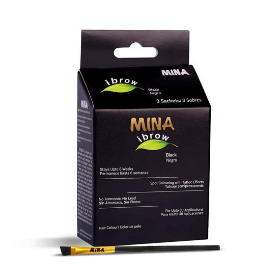 Picture of Mina ibrow Hair Color Black|Long Lasting Natural Spot coloring and Hair Tinting Powder with Brush, Water and Smudge Proof | No Ammonia, No Lead with 100% Gray Converge Upto 30 Application|Vegan and Cruelty free