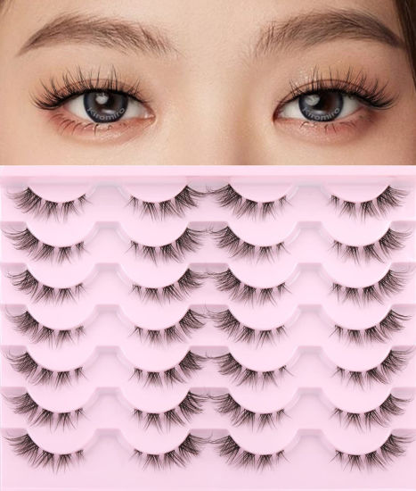 kmilro Manga Lashes Clear Band False Eyelashes 7 Pairs Anime