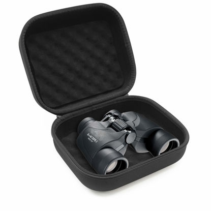 Picture of CASEMATIX Protective Binoculars Case with Impact-Absorbing Foam Interior - Hard Shell Binocular Case with Reinforced Zippers, Comfortable Rubber Travel Handle and Accessory Bag - Case Only