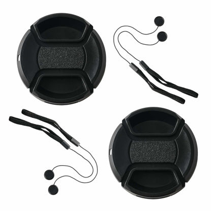 Picture of ZZJMCH 2 Pack 55mm Snap-On Center-Pinch Lens Cap, Extra Strong Springs, Camera Lens Cover, Made from 100% Recycled Plastic - Compatible with Nikon, Canon, Sony & Other DSLR Cameras