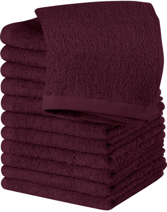 Picture of Utopia Towels Cotton Washcloths Set - 100% Ring Spun Cotton, Premium Quality Flannel Face Cloths, Highly Absorbent and Soft Feel Fingertip Towels (12 Pack, Burgundy)
