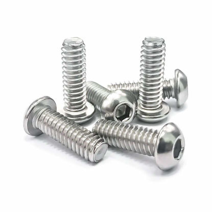 Picture of 1/4-20 x 2-1/4" Button Head Socket Cap Bolts Screws, 304 Stainless Steel 18-8, Allen Hex Drive, Bright Finish, Fully Machine Thread, Pack of 10