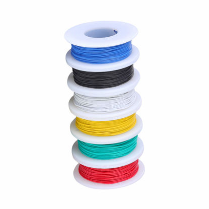 Picture of TUOFENG 28 awg Wire Solid Core Hookup Wires-6 Different Colored Jumper Wire 49.3ft or 15m Each, 28 Gauge Tinned Copper Wire PVC (OD: 1.17mm) Hook up Wire Kit