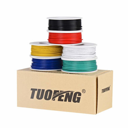 Picture of TUOFENG 18 AWG Wire Electrical Wires 18 Gauge Tinned Copper Wire, PVC (OD: 1.85 mm) 6 Different Colored 16.4ft / 5m Each,Stranded Wire Hookup Wires for DIY DC/AC