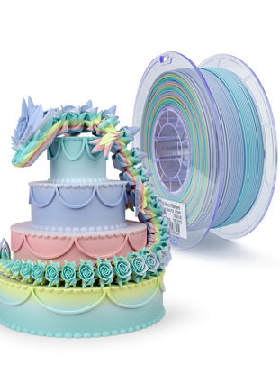 Picture of ZIRO 3D Printer Filament,Matte PLA Filament 1.75mm,Multicolor Rainbow PLA Filament,1KG/2.2lb,Macaron