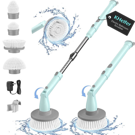 Electric Spin Scrubber, Cordless Cleaning Brush with Adjustable Extension  Arm 4 Replaceable Cleaning Heads, Power Shower Scrubber for Bathroom, Tub