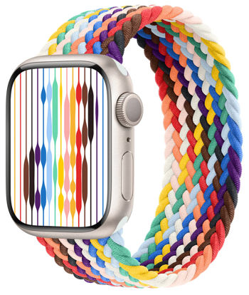Picture of Proworthy Braided Solo Loop Compatible With Apple Watch Band 42mm 44mm 45mm for Men and Women, Stretch Nylon Elastic Strap Wristband for iWatch Series SE 7 6 5 4 3 2 1 (S, Pride Edition)