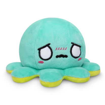 Picture of TeeTurtle - The Original Reversible Octopus Plushie - Green Happy + Aqua Worried - Cute Sensory Fidget Stuffed Animals That Show Your Mood