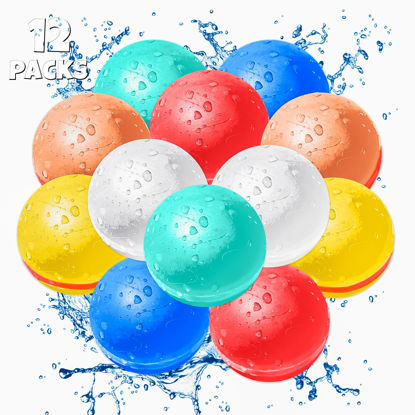 Picture of Reusable Water Balloons For Kids (12pcs) | Refillable Water Balloons For Kids | Reusable Water Balls | Magnetic Water Balloons | Silicone Water Balloons | Silicone Reusable Water Balloons | Aqua Balls