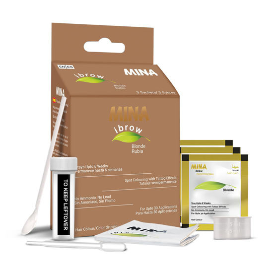 Picture of Mina ibrow Hair Color Blonde|Natural Spot coloring Hair Tinting Powder, Water and Smudge Proof | No Ammonia, No Lead with 100% Gray Converge|Vegan and Cruelty free