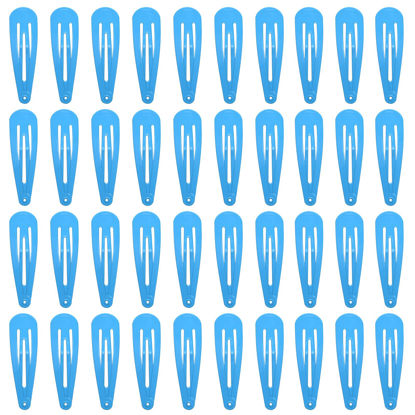 Picture of 40 Counts Colorful Metal Snap Hair Clips 2 Inch Barrettes for Women Accessories (teal)