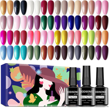 Picture of JODSONE Gel Nail Polish Starter Set Ribbon Glitter Gel Nail Summer Light Gel Nail Polish Winter Dark Nail Polish Glossy 35-Piece Multi-color Gel Nail Polish Set