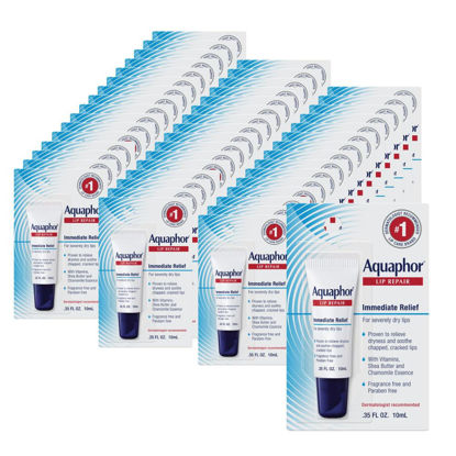Picture of Aquaphor Lip Repair Ointment - Long-lasting Moisture to Soothe Dry Chapped Lips - .35 fl. oz. Tube (Pack of 48)