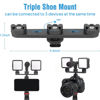 Picture of ChromLives Cold Shoe Mount Triple Shoe Mount Extension Bar Hot Shoe Adapter Camera Bracket with 1/4 Screw for Tripod/Microphone/LED Light Compatible with Canon Sony Camera