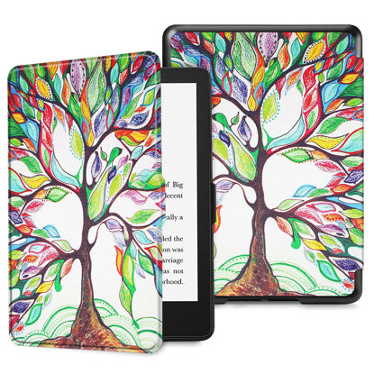 Picture of Fintie Slimshell Case for 6.8" Kindle Paperwhite (11th Generation-2021) and Kindle Paperwhite Signature Edition - Premium Lightweight PU Leather Cover with Auto Sleep/Wake, Love Tree